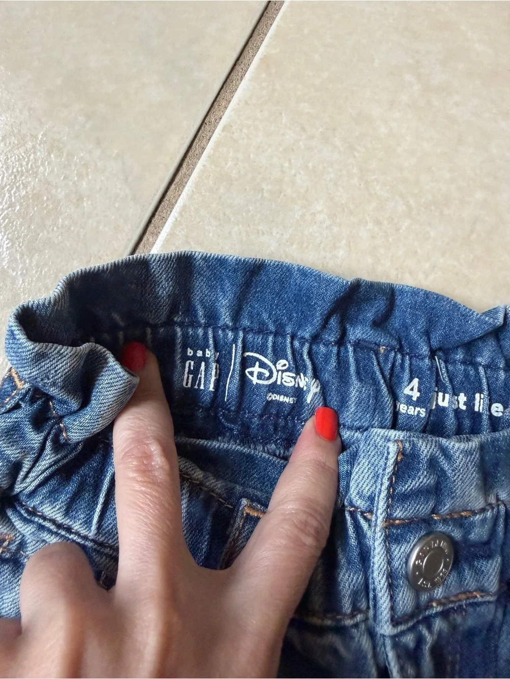 Baby Gap Disney Minnie Mouse Denim Paperbag Shorts Blue Jean 4 Years